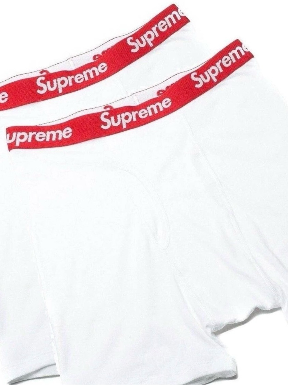 Supreme White Boxer Briefs with Red Logo Waistband - Men's Pack